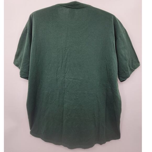 Jerzees Vintage Green Asian Quilted Patch Coin Embellished Short Sleeve T Shirt - Picture 3 of 13